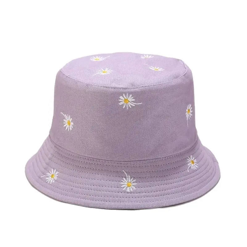 2024 Cotton Flower Embroidery Bucket Hat Fisherman Hat Outdoor Travel Hat Sun Cap Hats for Men and Women