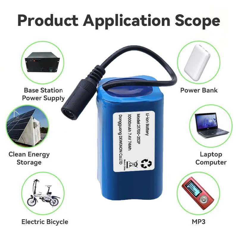 7.4V 10000mAh Battery 21700 2S2P with DC 2.1 Plug USB Charger For Remote Control RC Fishing Bait Boat Spare Battery Parts