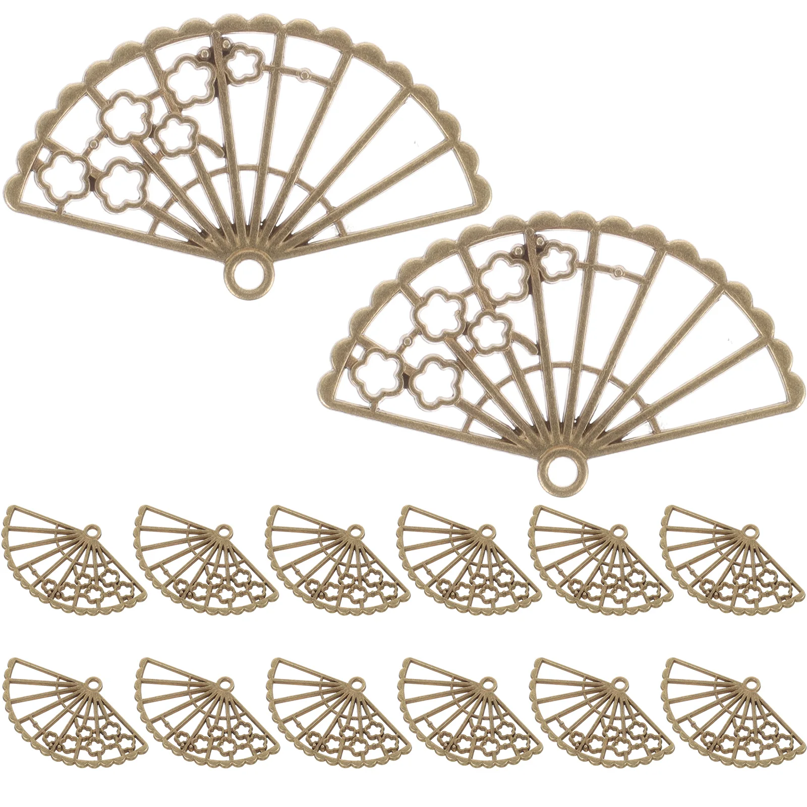 

100pcs Alloy Fan Charms Delicate Lightweight Vintage Pendants for Jewelry Making Necklace Hair Stick Crafts Accessories charm