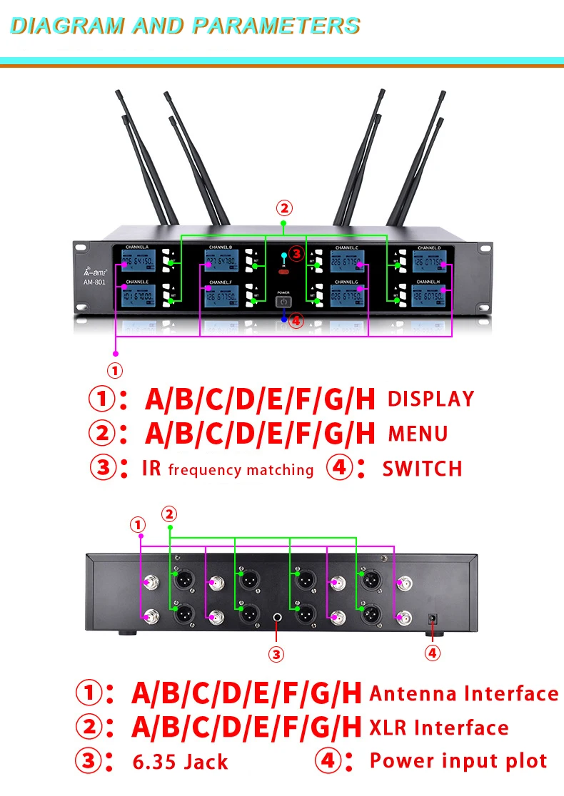 XTUGA A800 High Sensitive Table Base Microfone 8 Channel UHF Gooseneck Conference Microphone For Meeting Room