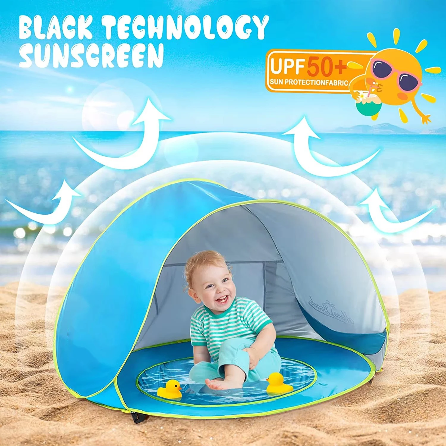 Tenda de praia para bebês, sombra para piscina, proteção uv, abrigo solar, brinquedos infantis ao ar livre, piscina, casa de brincar, brinquedos para crianças