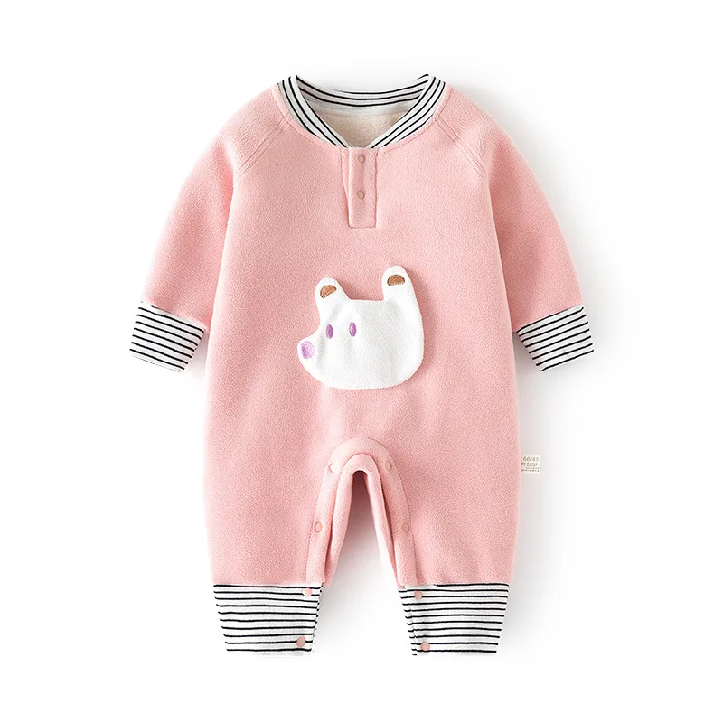 Baju monyet musim dingin anak perempuan baru lahir pakaian balita anak laki-laki jumpsuit hangat bulu domba kartun korea pakaian butik bayi BC755