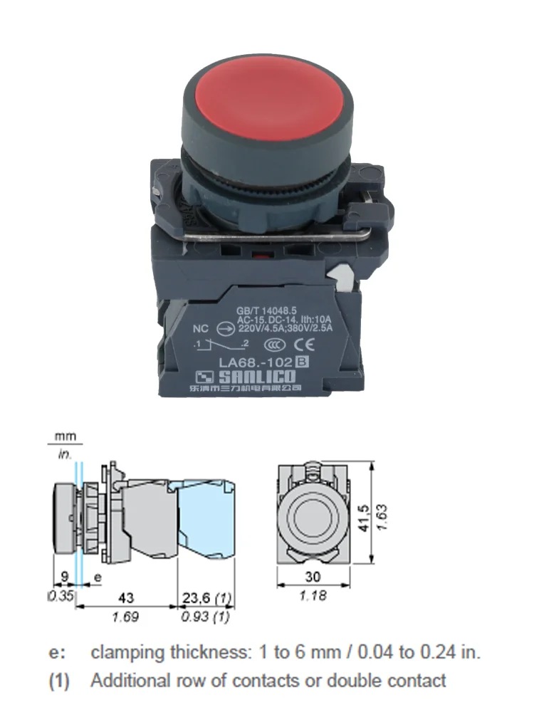 Waterproof Flush Head Push Button Switch LA68S SB5 XB5AA35 XB5AA45 Momentary Spring Return Ø22mm