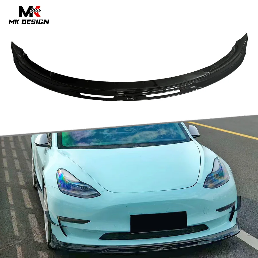 

VTEN Style Front Bumper Lip Chin Spoiler For Tesla Model 3 2019-2022 ABS Material Gloss Black Front Lip Splitter Car Accessories