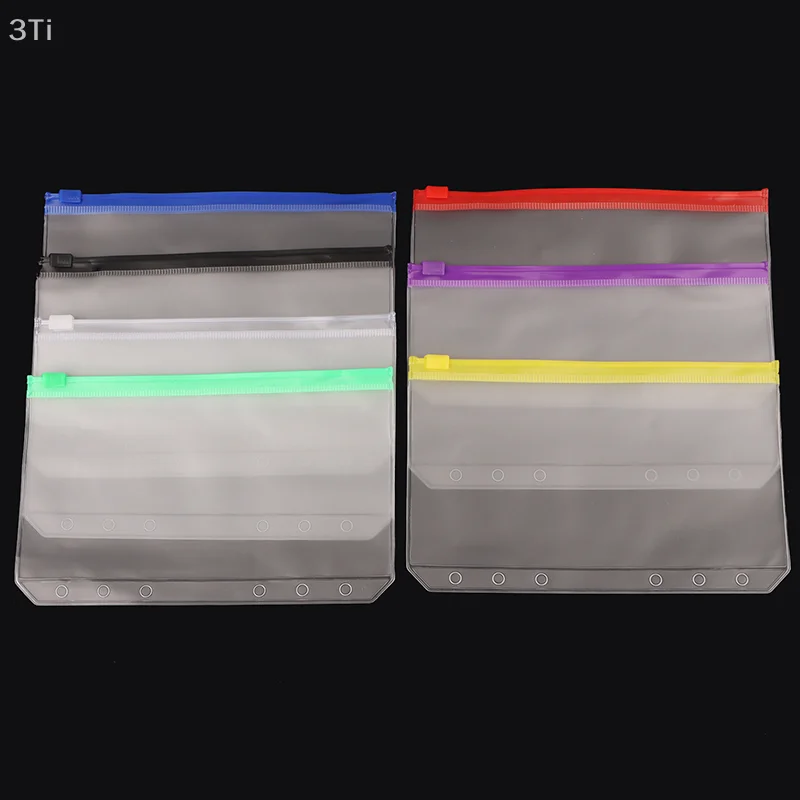 1/6PCS A6 PVC impermeabile buste per contanti budget buste per raccoglitori con cerniera tasche per raccoglitori a 6 fori per notebook pianificatore raccoglitori di viaggio
