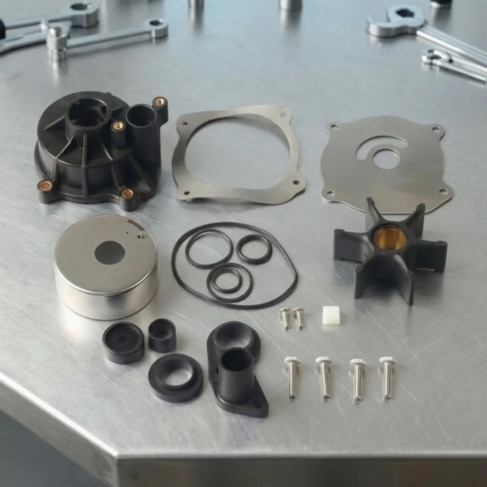 Outboard Motor Water Pump Impeller Kit with Rubber Rotor and Metal Cup for Marine Engine Maintenance