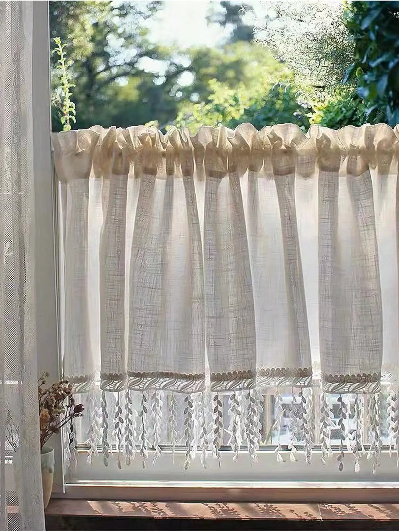1PC American Elegant Imitation Linen Leaf Edge Window Curtain Roman Shade Blind Treatment Home Decor Accessories