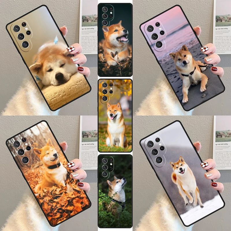 Animal Cute Dog Akita Phone Case For Samsung Galaxy S23 S21 S20 FE S24 S22 Ultra Note20 S10 S9 S8 Plus Silicone Cover