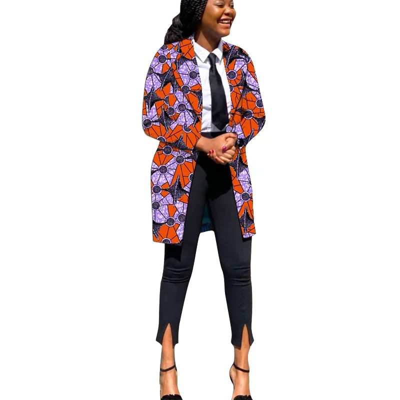 African Fashion Women\'s Blazer Colorful Print Long Suit Jackets For Office Lady Over Size S-6XL