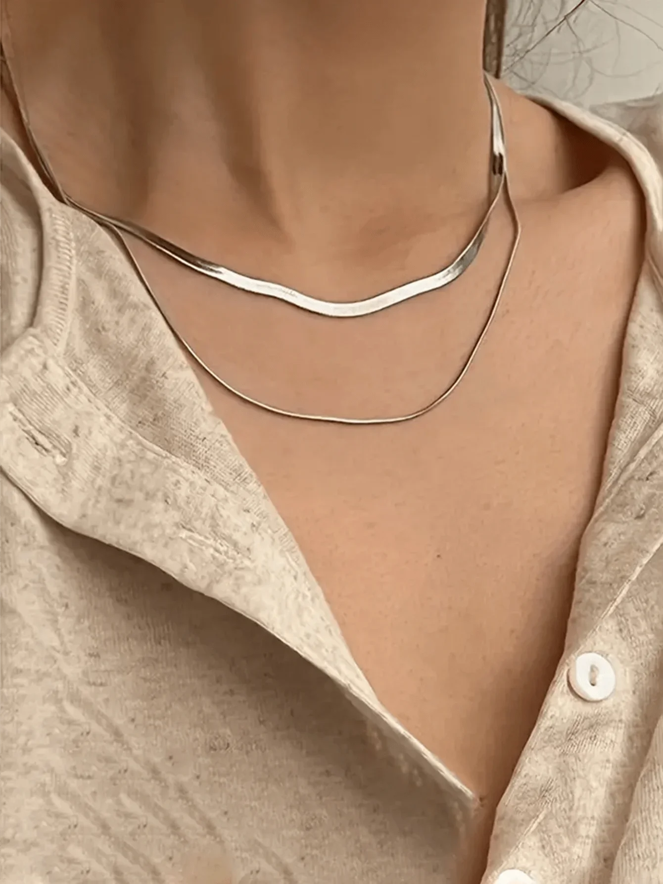 

Elegant Short Flat Snake Chain Choker Minimalist Layering Necklace For Everyday Wear