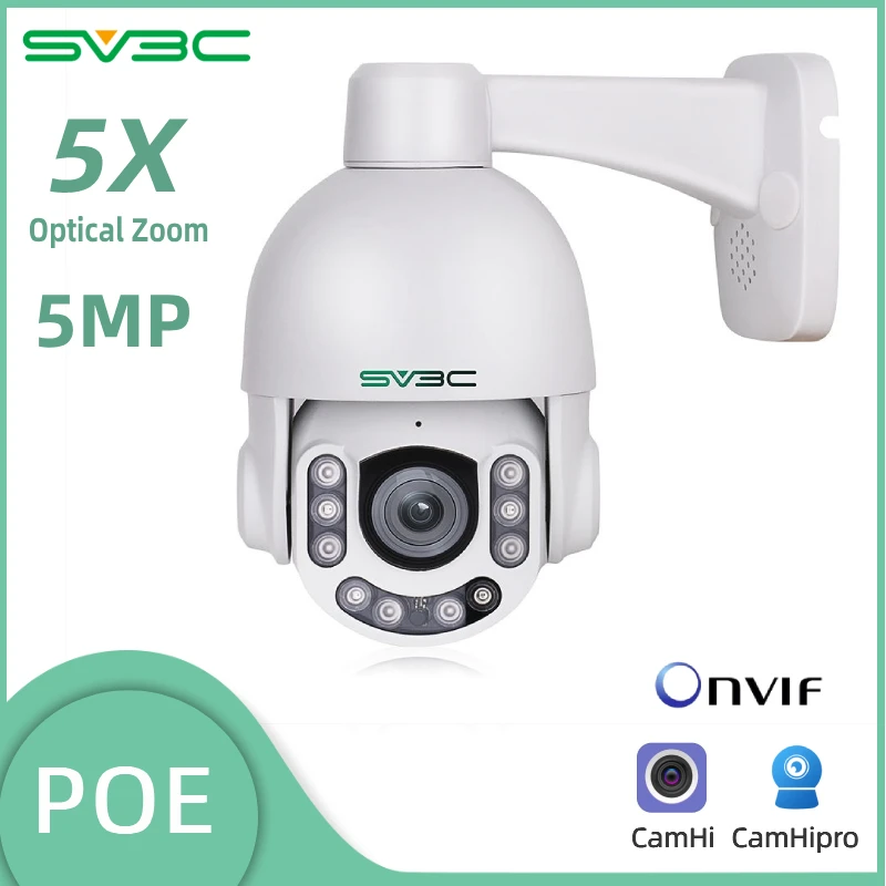 SV3C POE 5MP Security PTZ Camera 5X Optical Zoom Surveillance Cameras Home Security CCTV IP Onvif Human shape recognition