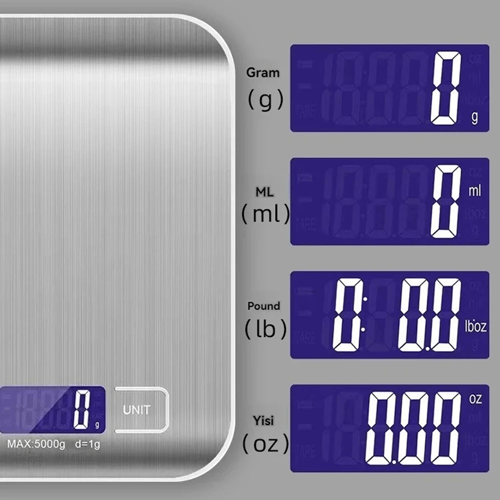 USB Charging Digital Scale Stainless Steel High-Precision Kitchen Food Scale for Cooking Baking 1g up to 10kg