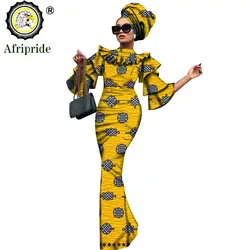 African Dresses for Women Plus Size Triditional Bazin Riche 2 Set Bodycon Dress and Headwarp Ladies Fashion AFRIPRIDE S2025011
