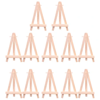 12 paket 5 inç Mini ahşap ekran şövale doğal ahşap Tripod tutucu standı küçük tuvaller ve fotoğrafları görüntülemek için