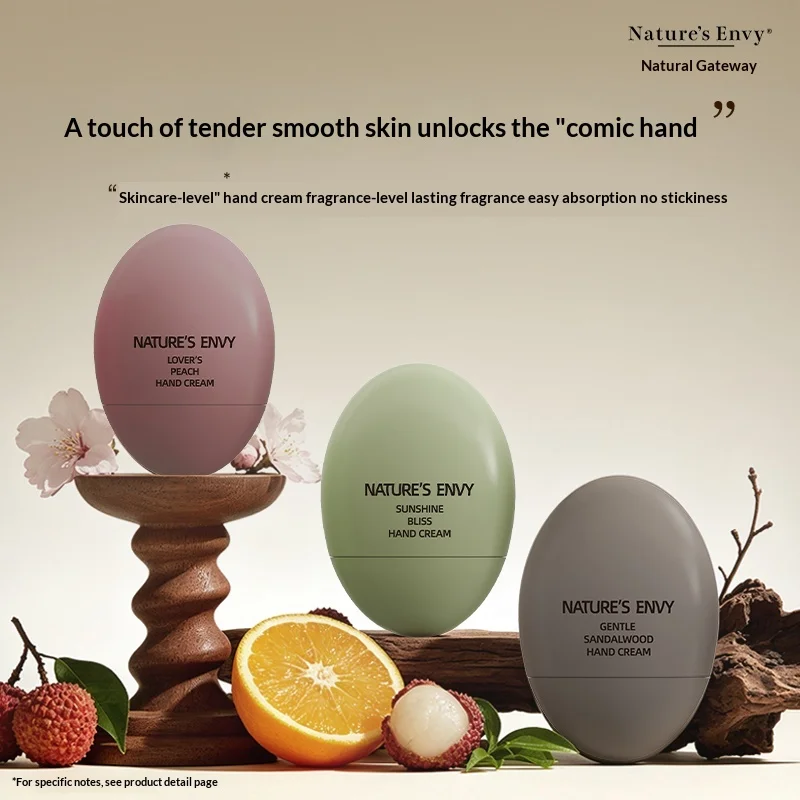 Nature's Envy Peach Hand Cream 60ml Moisturizing Hand Lotion for Dry Hands Non-greasy Fast Absorbing Plant Oils
