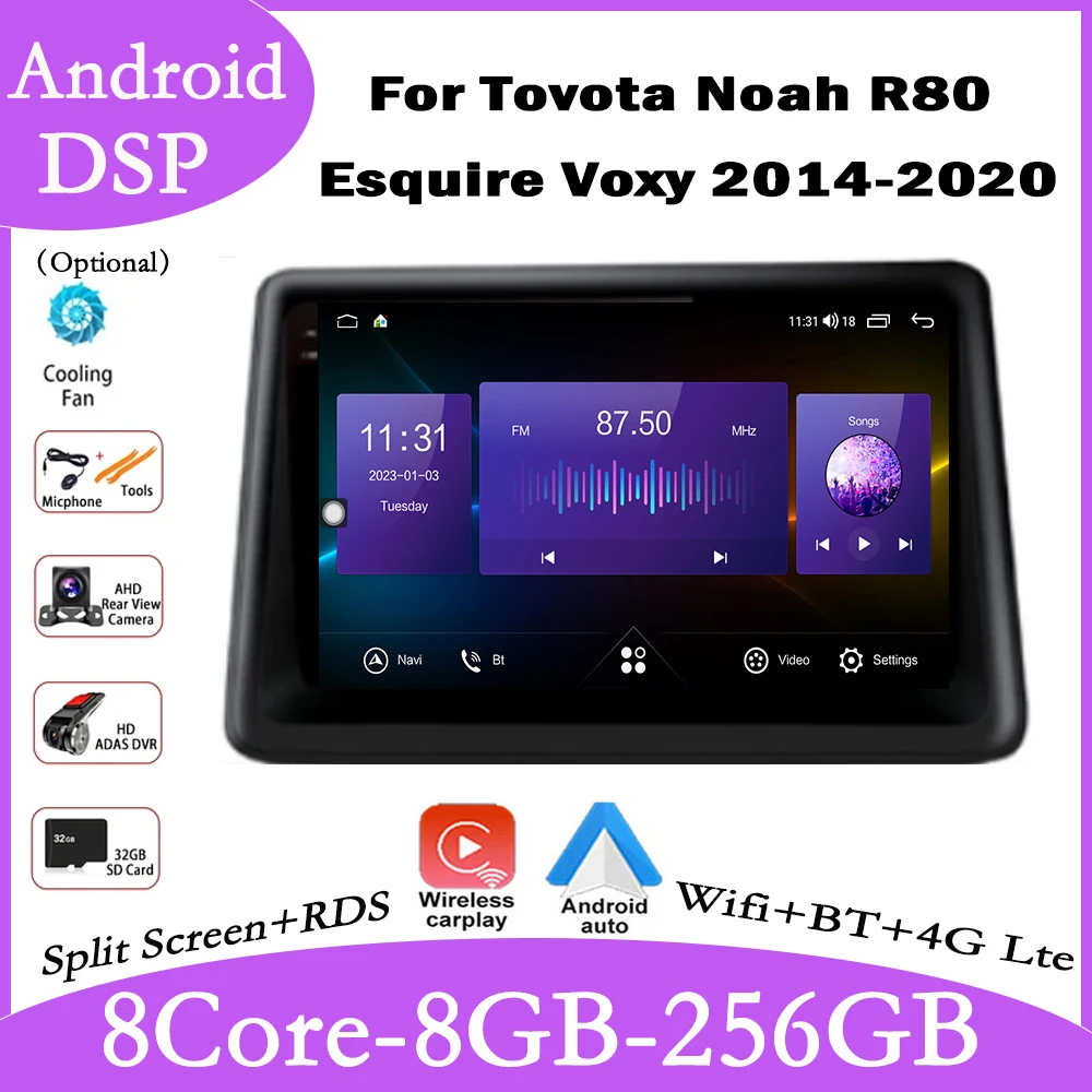 For Tovota Noah R80 Esquire Voxy 2014-2020 Car Carplay Video Player GPS Navigation Multimedia Stereo Touch Screen Auto