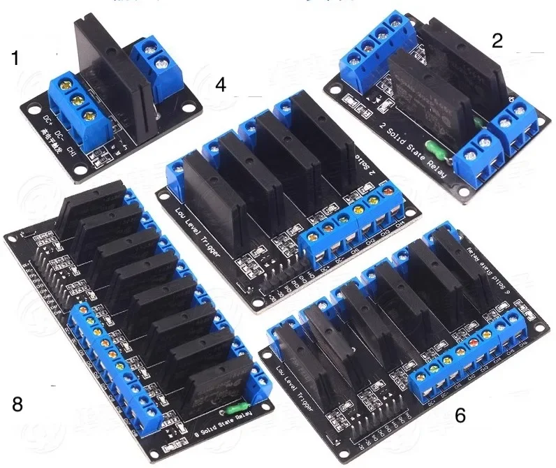 10pcs/lot 1 2 4 6 8-Channel Solid-state Relay 5V 12V 24V Module  High/Low Level Trigger 250V2A DC AC