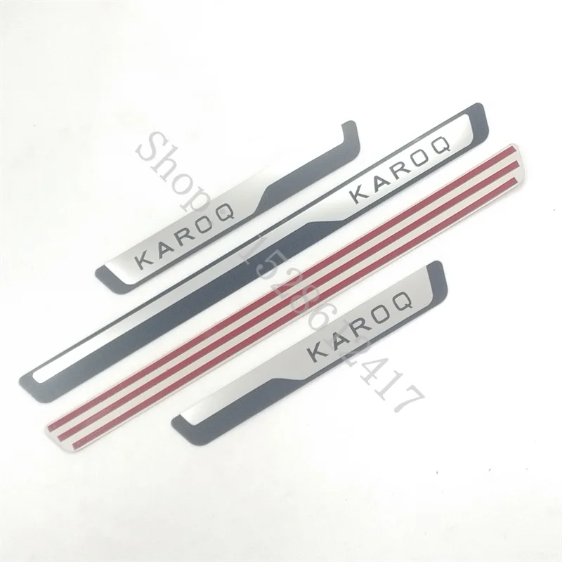 لسكودا كاروك 2017 2018 ~ 2024 عتبة الباب قطاع الفولاذ المقاوم للصدأ لوحة بالية بيدا غطاء الدواسة ملصقات السيارات اكسسوارات السيارات #4