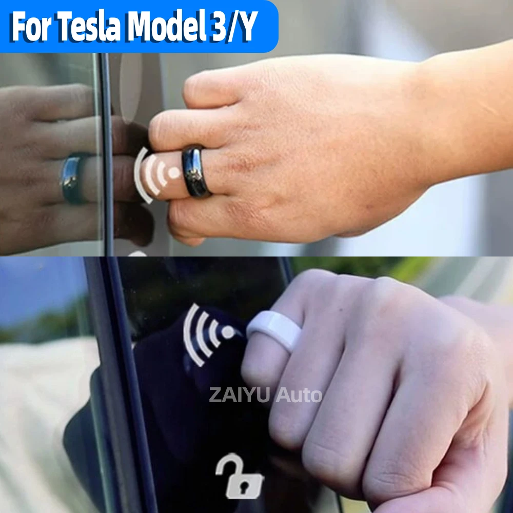 Car Smart Key Ring Waterproof Ceramic Replace Key Card Auto Original Card Chips NFC Wearable Ring for Tesla Model 3 Model Y