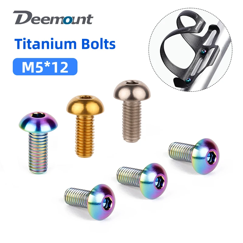 Deemount M5*12mm Bicycle Bottle Cages Bolts Titanium TC4 Kettle Stand Fixing Screw 3mm Hex Head MTB Road Bike Fastening Parts