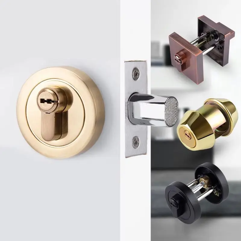 

European C-class Mortise Lock Copper Cylinder Deadbolt Lock Invisible Hidden Door Locks Passage Living Room Bedroom Lock + Keys