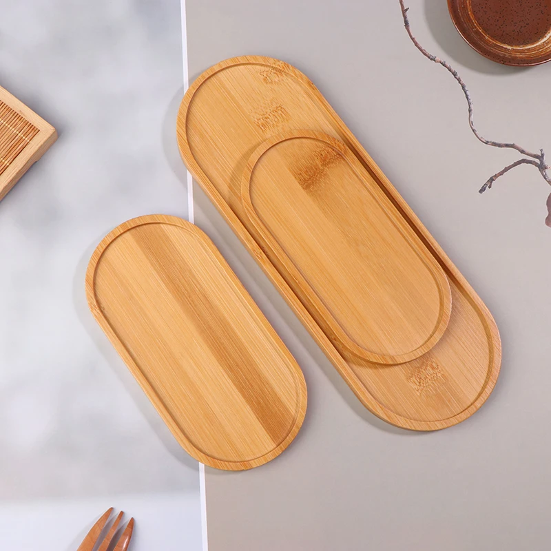 .1PCS Bamboo Tray Wood Saucer Flower Pot Tray Cup Pad Coaster Plate For Kitchen Decorative Plate Creative Coaster Coffee Cup Mat