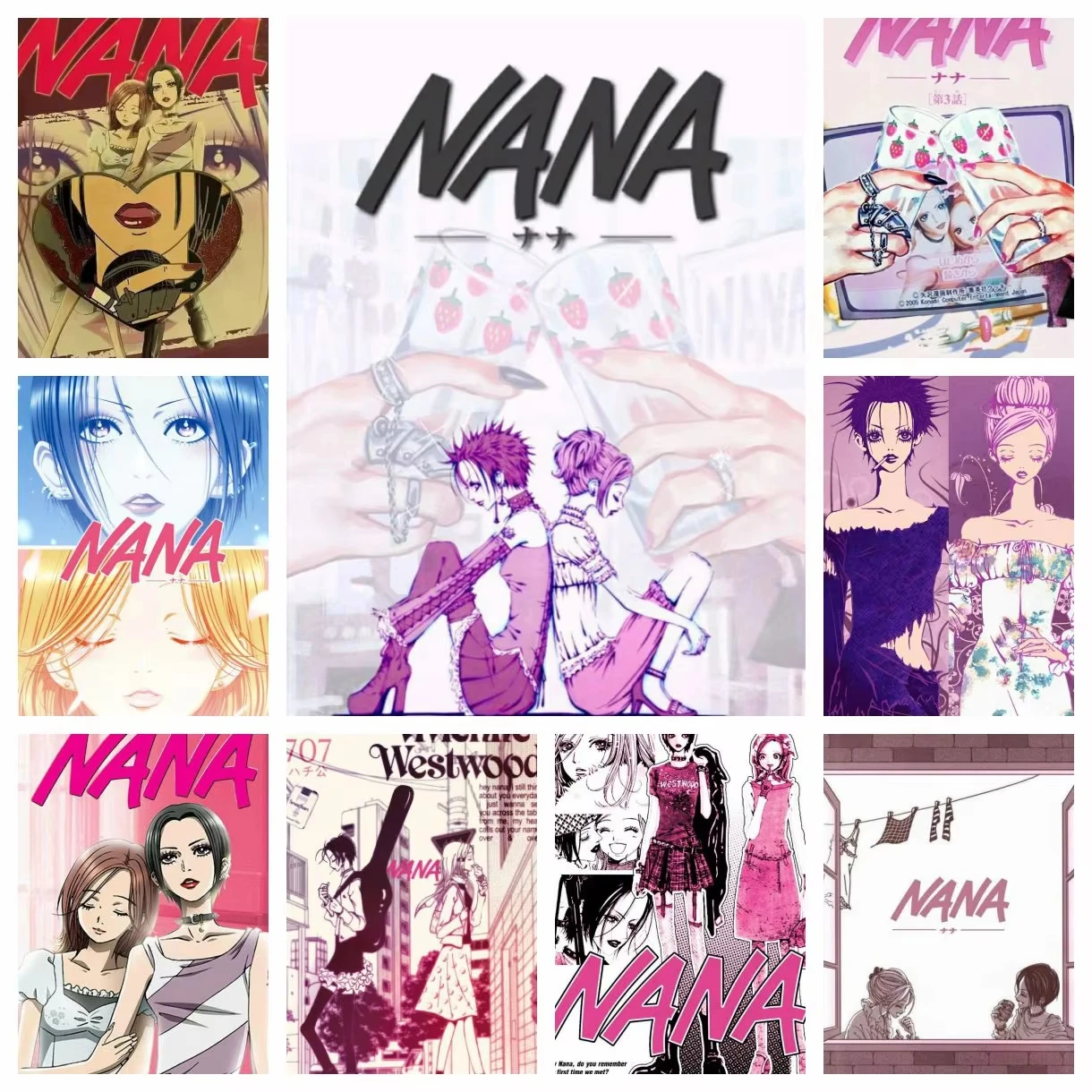 Anime N-Nana 5D DIY Vollrundes Diamantgemälde für Zuhause, Wohnzimmer, Schlafzimmer, Bar, ästhetische Dekoration
