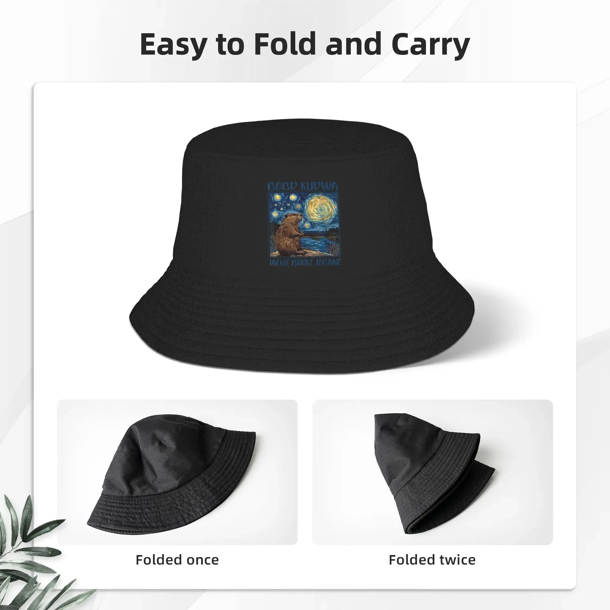 Retro Design, Kapelusz Bucket Hat z motywem bobra \"Bober Bobr Kurwa\", kapelusze wędkarskie w stylu hawajskim, kapelusze przeciwsłoneczne na plażę i podróże dla par, grafika vintage.