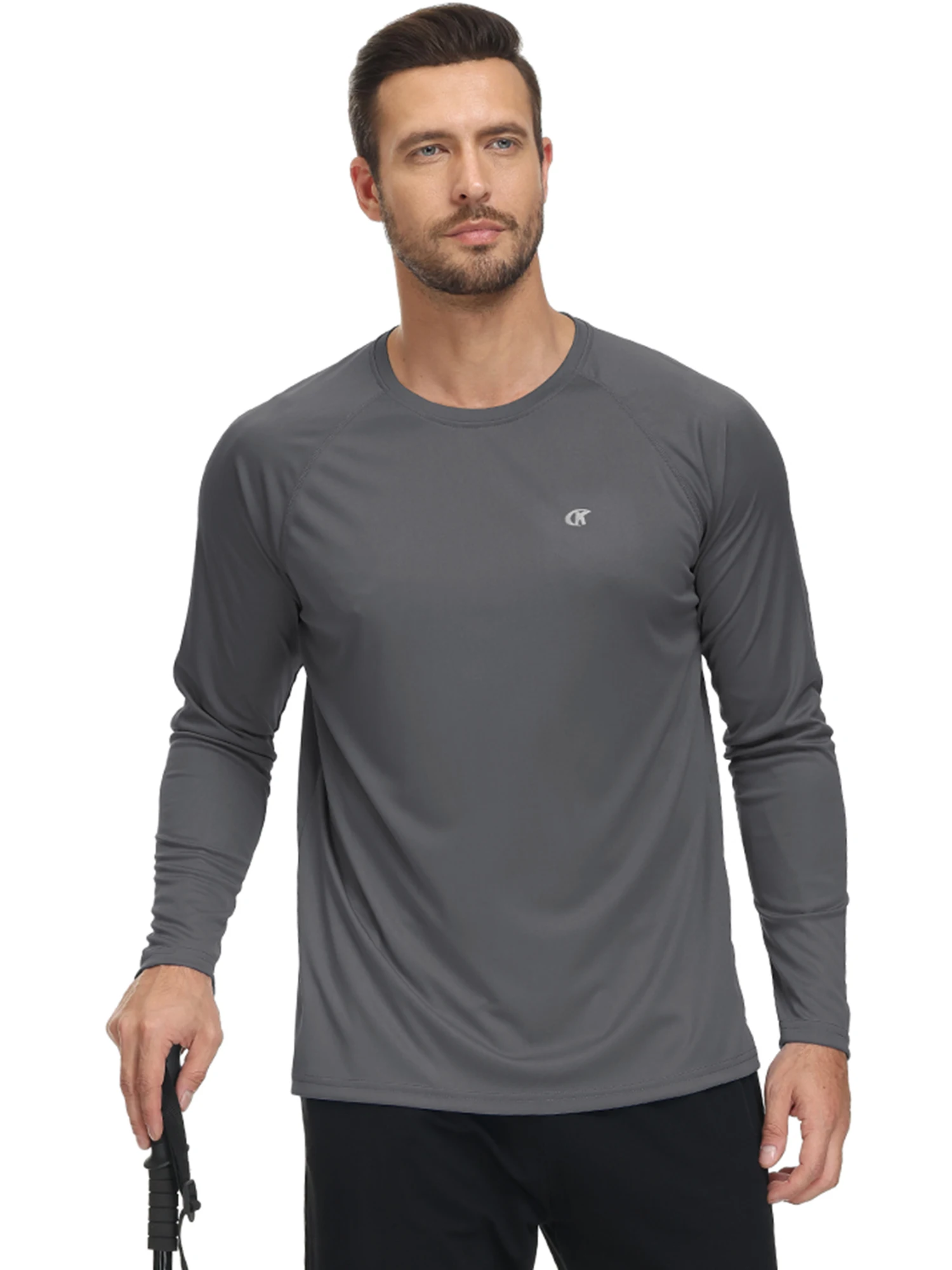 Men UPF 50+ Long Sleeve T-Shirt, Rash Guard Breathable Tops, Pullover Shirt for Sport Fishing Hiking Workout Outdoor Beach image 3