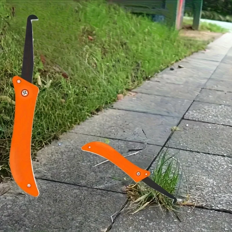 Portable Weed Remover Tool, Foldable Hook Blade for Cleaning Weeds Between Pavers, Bricks, and Driveways