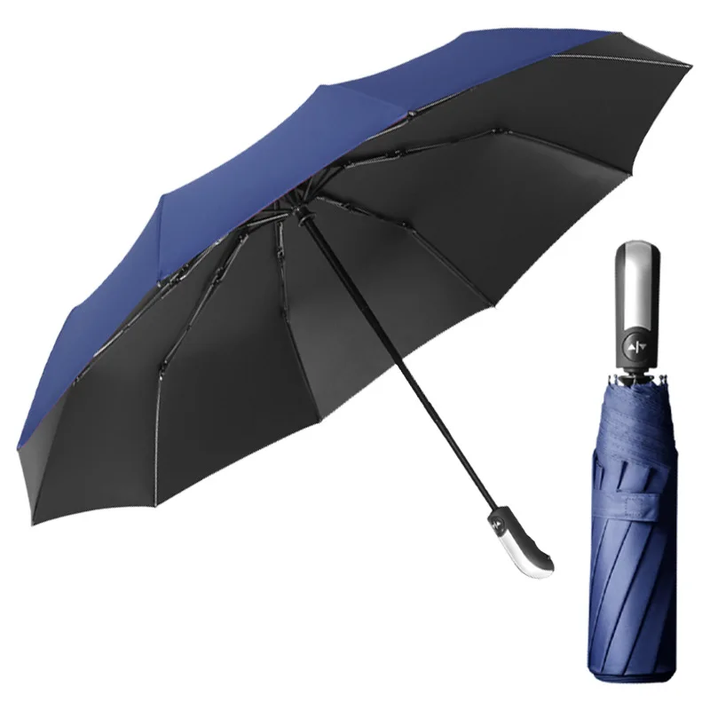 

Automatic Folding Umbrella Large Size Windproof UV Protection Travel Parasol Portable Black Coating Rain Sun Umbrella