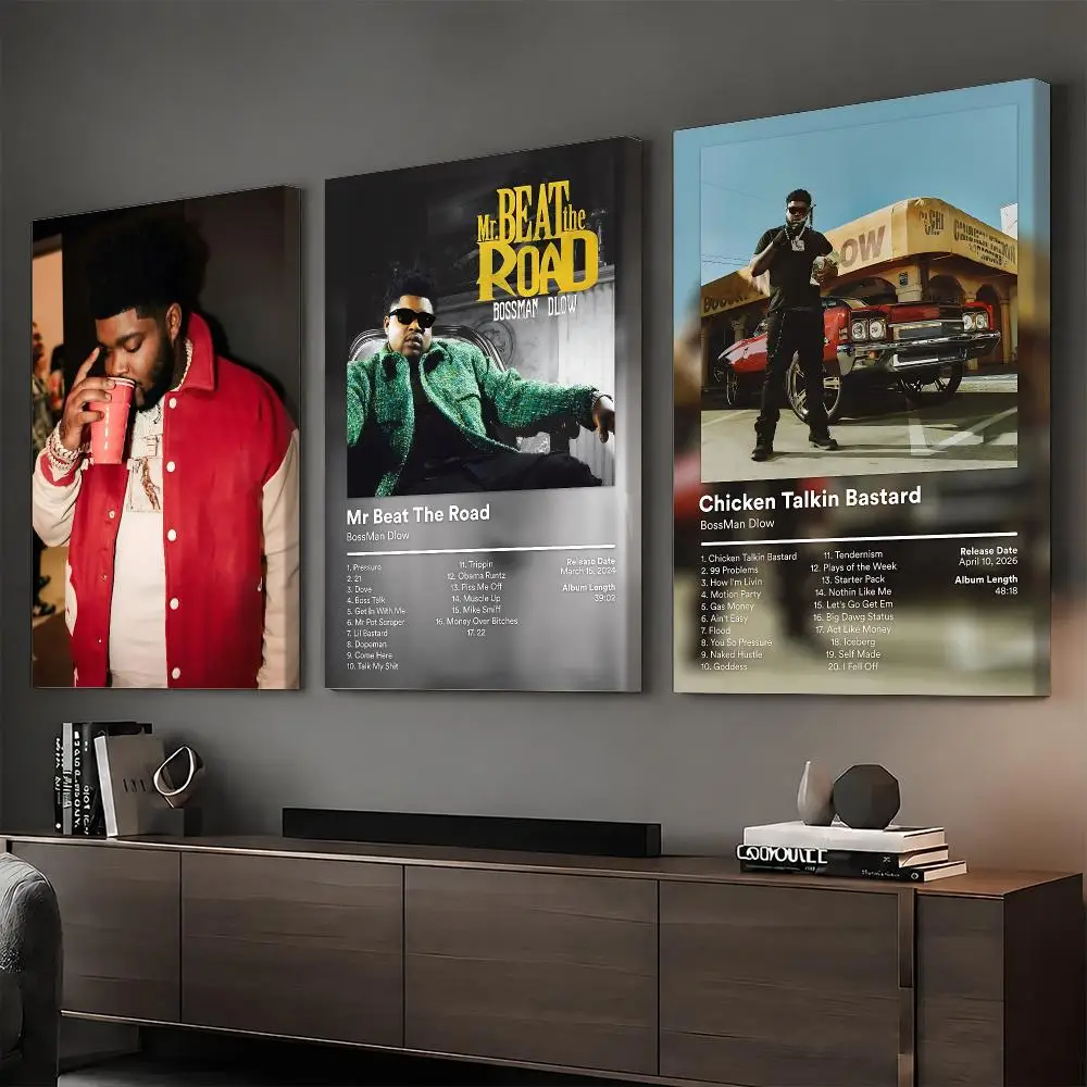 B-BossMan Dlow Rapper Album Painting Calligraphy HD Modern Style Inner Frame Canvas Poster Bedroom Room Hallway Wall Art Decor