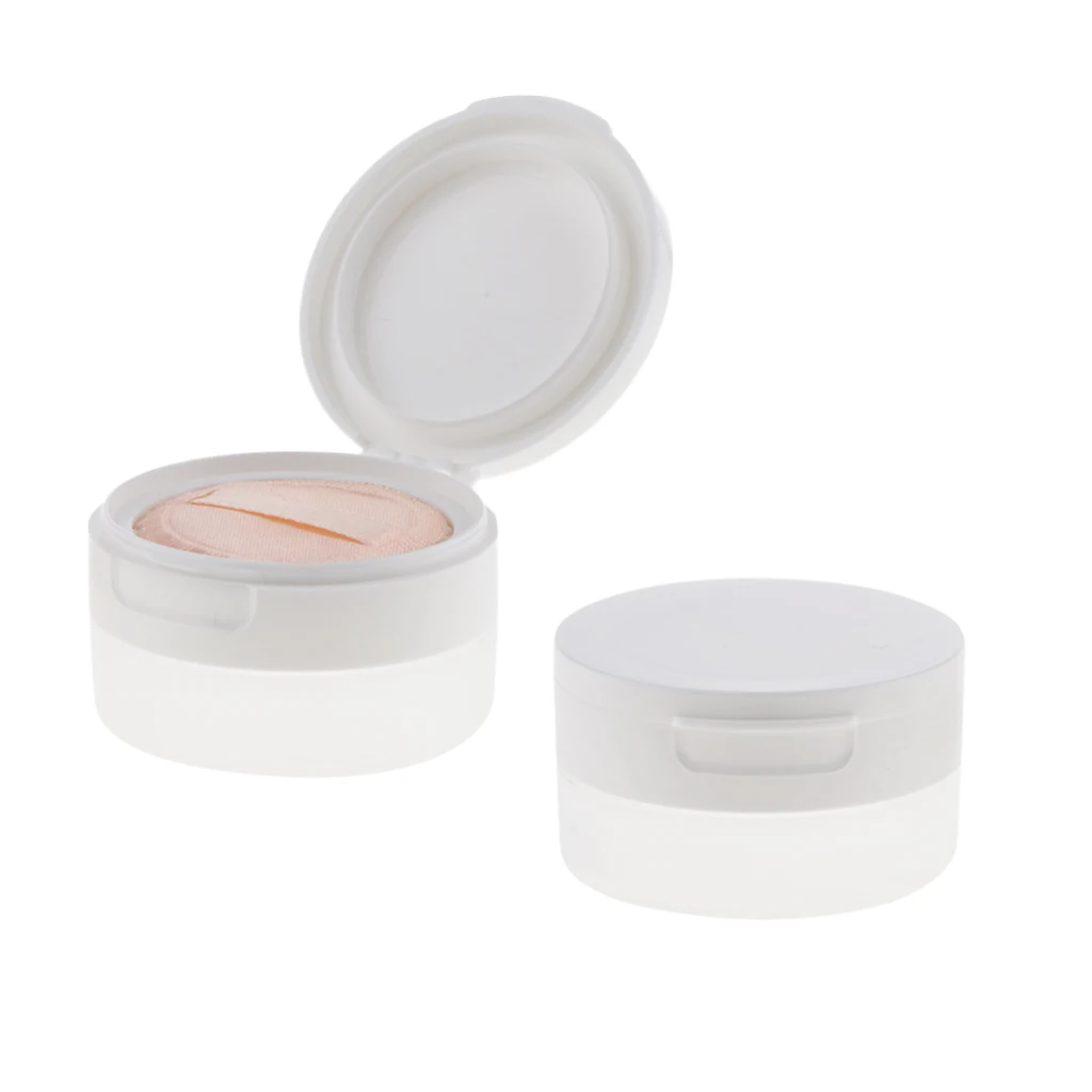 2 pezzi fondotinta vuoto Make-up flacone cosmetico contenitore per soffio di polvere 50g-trasparente/bianco