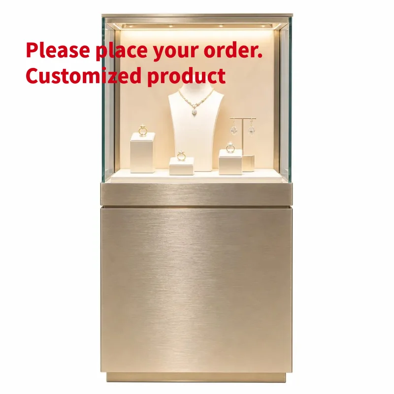 custom.Custom Luxury Jewelry Countertop Display with Tempered Glass and LED Lighting Shopping Malls