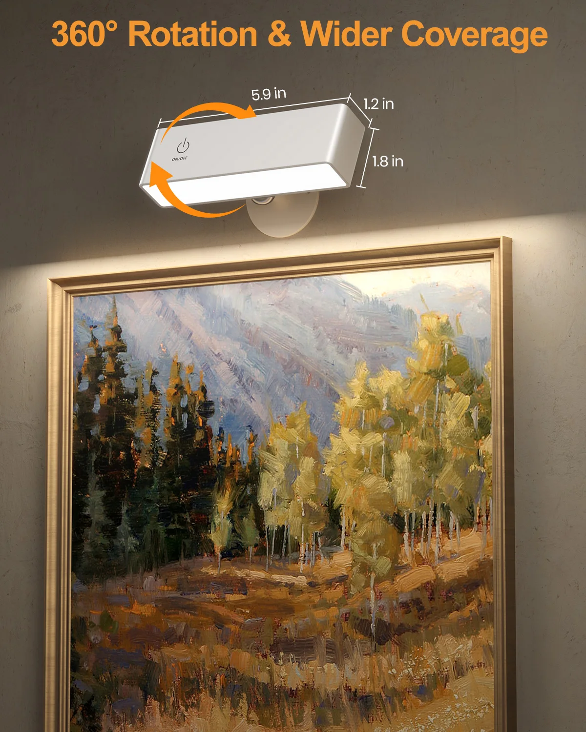 LED Dimmable Wall Sconce Wall With Remote 3 Color Temperatures Magnetic 360°Rotation Wall Sconce Wall Lamps