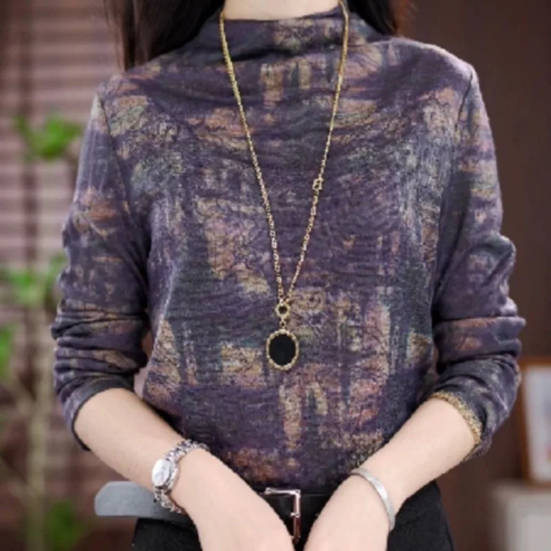 

New Autumn and Winter Long-sleeved German Velvet Thickened Fashionable High-collar Warm Top