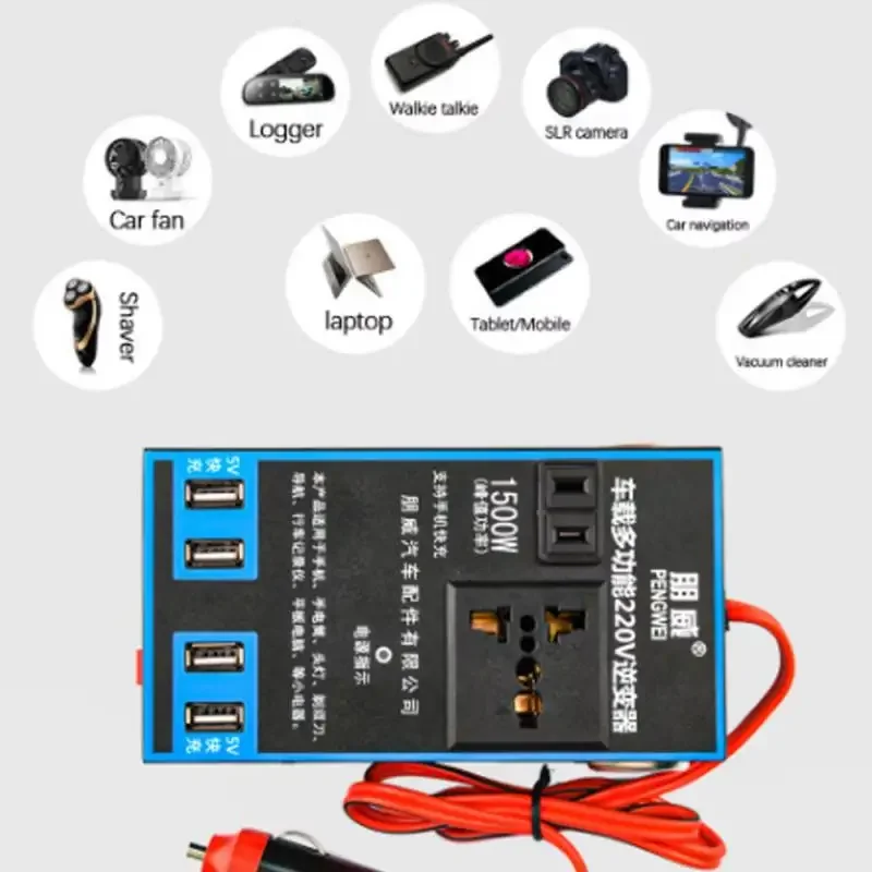 Auto-Wechselrichter Sukhoi Sukusten DC 12V 24V auf 220V Auto-Konverter Schnelllade-Ladebuchse Auto-Netzteil Onduleur 12V 220V