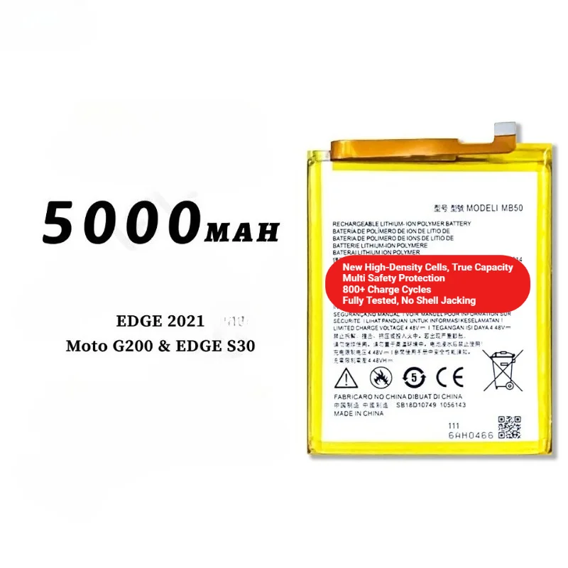 MB50 for Motorola Edge 2021/S30/G200 Phone Battery 0 Cycle  High Capacity Battery Replacement Bateria Grade A Cell with Tools