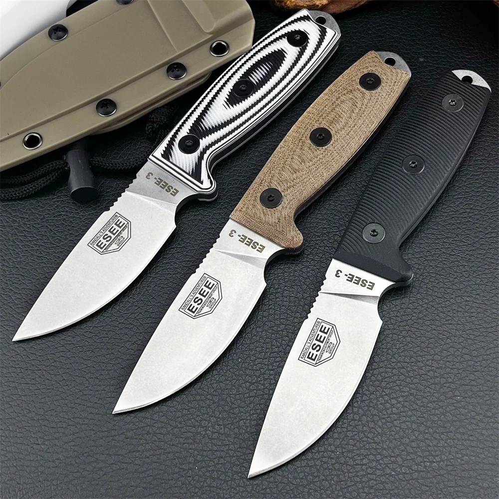 ESEE‑3 Fixed Blade Knife, D2 Steel Blade G10 Handle Multi‑Purpose Outdoor Knife with Sheath for Hiking Camping Hunting Survival - view 2