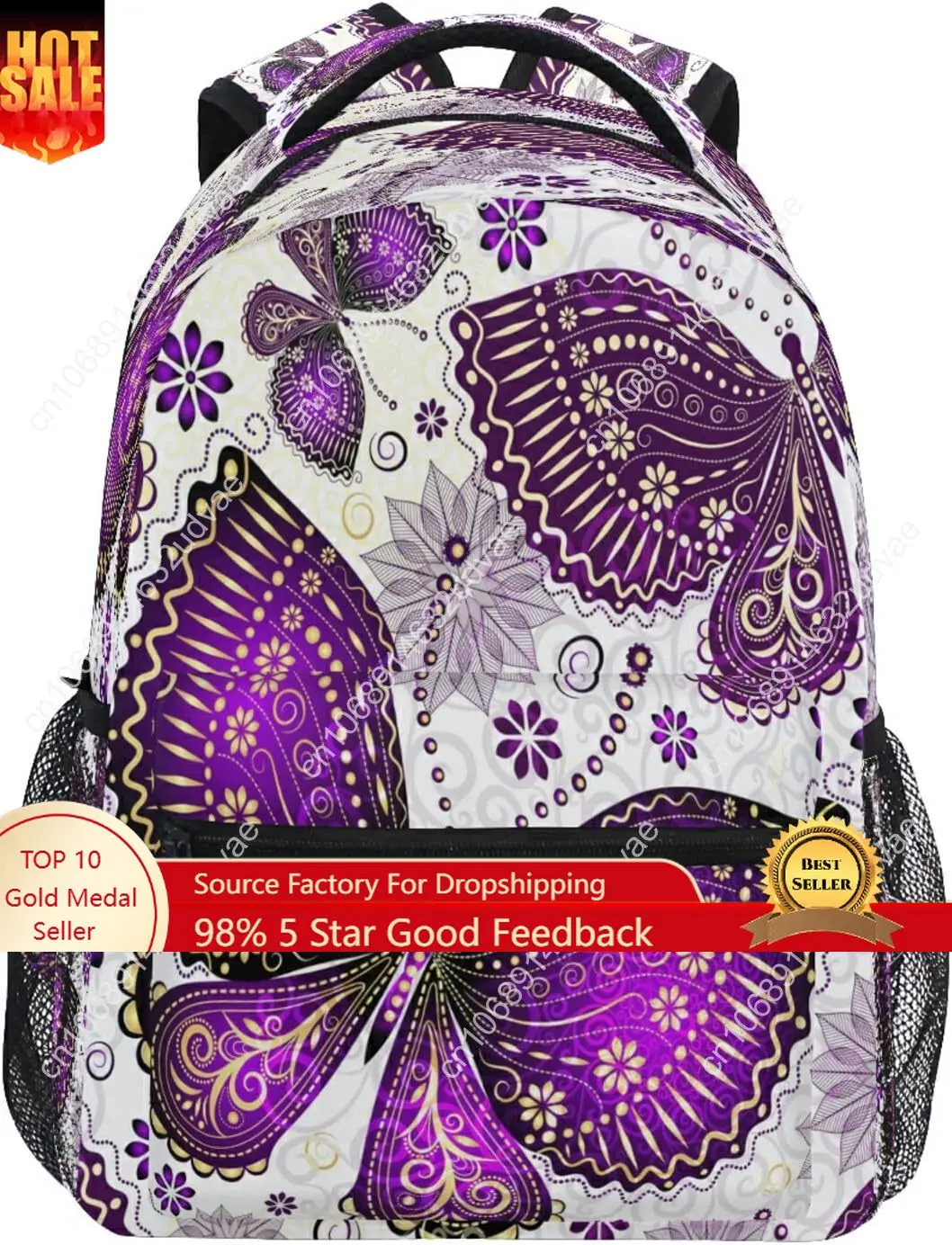 

Butterfly Violet Flower Purple Travel Laptop Backpack Business Daypack Fit 15.6 Inch Laptops for Women Men