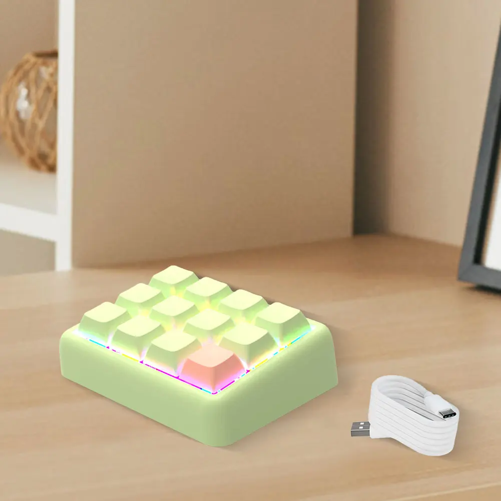 12 Keys Gaming Keyboard RGB Programmable Hot Swappable Keyboard Wired One Handed Keyboard for Working and Gaming