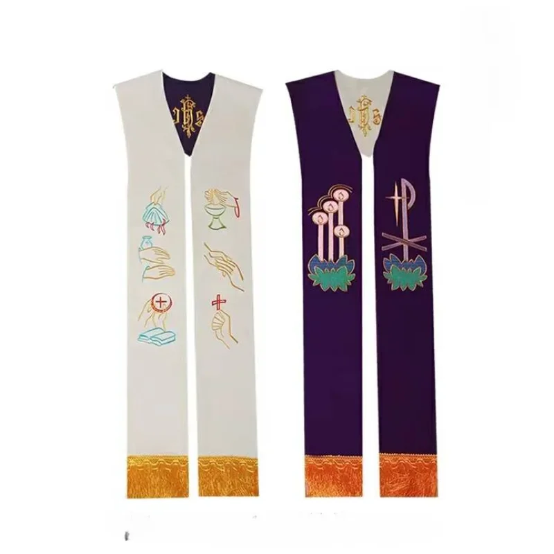 

Liturgical Vestment Priest Stole Clergy Costume Reversible Double Side Embroidery Church Scarf Stola Shawl