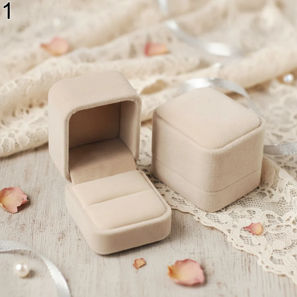 Velvet Jewelry Box For Women Necklace Ring Earrings Organizer Holder Travel Portable Square Lid Open Jewelry Storage Case Gift