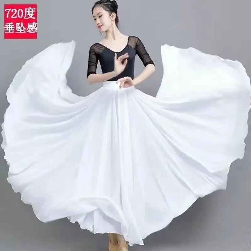 Cos 720 graden grote schommel dubbellaags chiffon vakantie strand rok dansjurk klassieke dansvoorstelling jurk Xinjiang