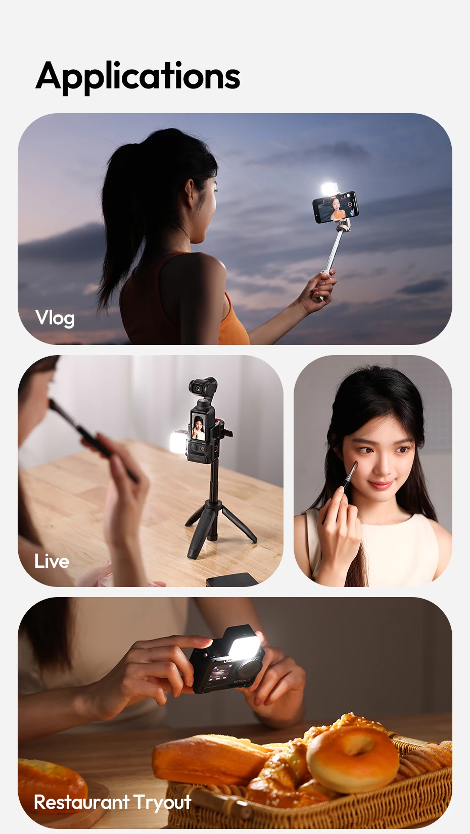 Ulanzi DG01 Cube Light Mini-Fotografie-Licht für Action-Kameras, Stative, Selfie, Live-Streaming, Vlog, Produktaufnahmen, Videoanruf – Detail 11