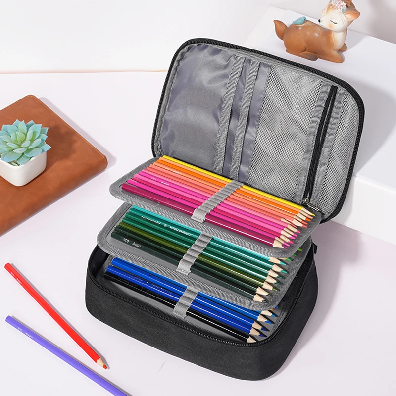 72 Holes Colored Lead Pencils Storage Bag Black Red Colors Large Capacity Case Box Holder School Supplies Stationery Student