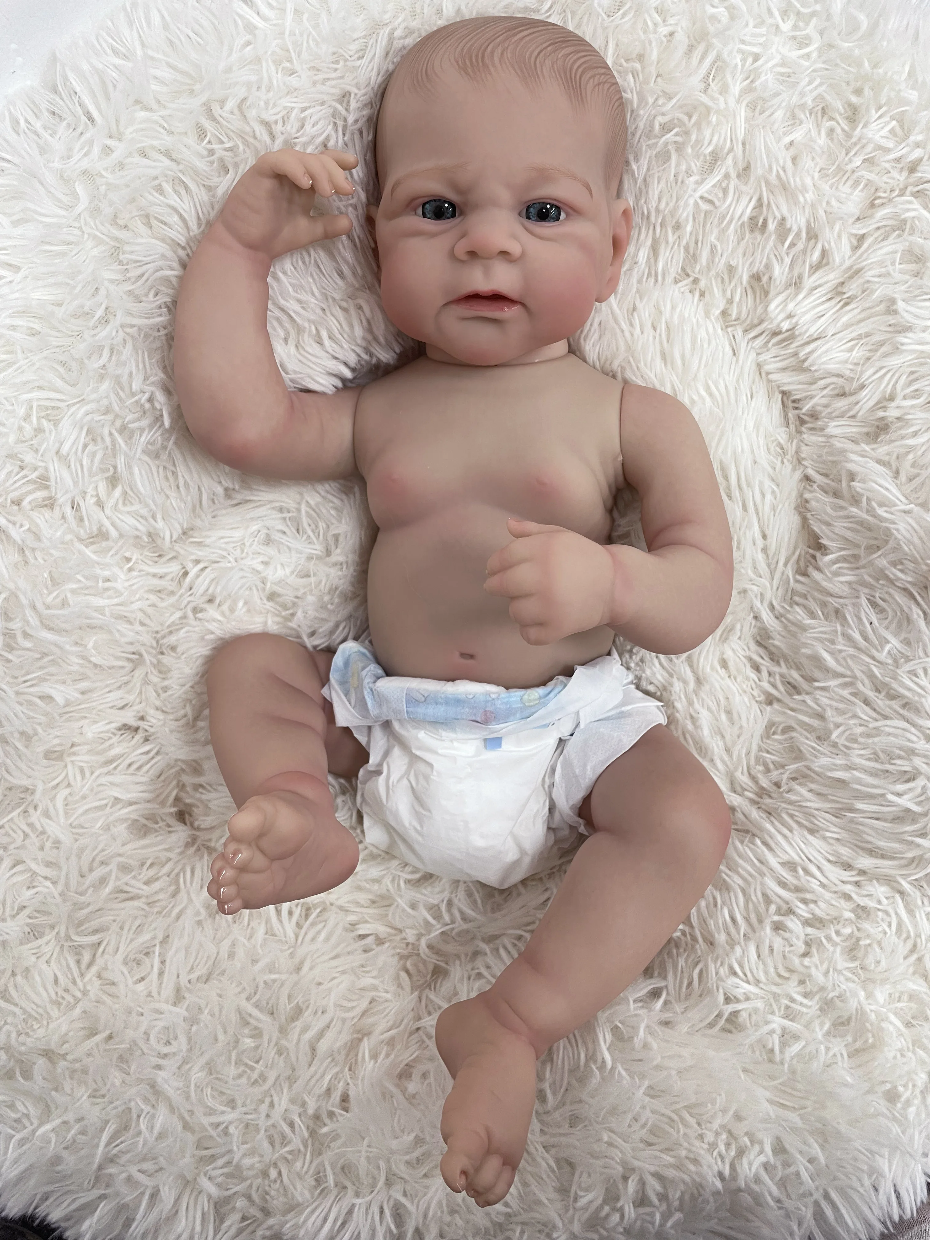 Elijah Full Vinyl Body Reborn Doll 19inch Multiple Layers Painting 3D Skin With Visible Veins Hand Drawn Hair Excluding clothing