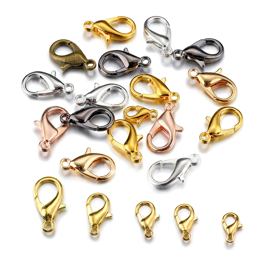 

100pcs Lobster Clasp Multi Color Mixed Color Crimp End Cap Fasteners For Bracelet Necklace DIY Jewelry Making Kit Wholesale