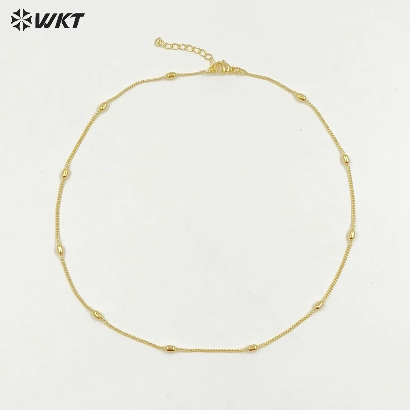 

WT-JFN43 High Quality Classical Simple Yellow Brass 18K Gold Plated With Beads Metal Thin Necklace For Ladies Casual Jewelry