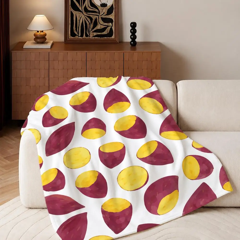 Sweet Potato  Throw Plush Flannel Throw Blanket, Sofa Bed Travel Picnic Home Textile Decor